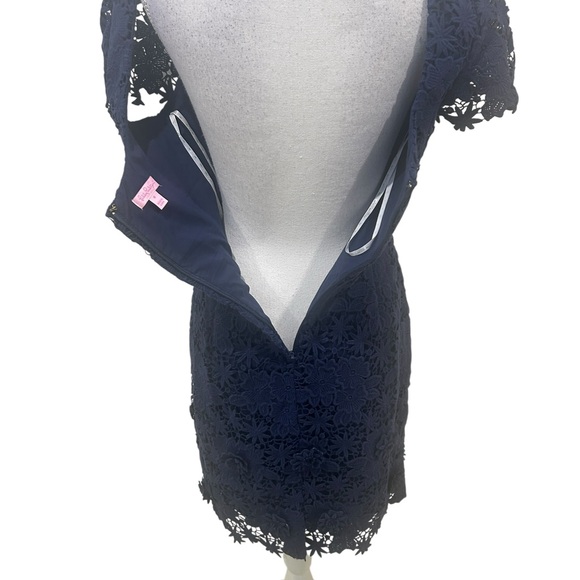 Lilly Pulitzer Marta Navy Floral cotton Lace Dress backless short sleeve size 6 - Picture 9 of 12